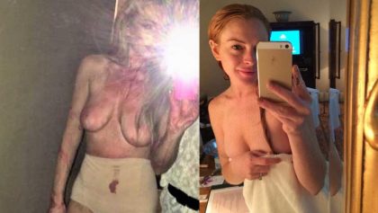 Lindsay Lohan mostrando sus tetas en fotos filtradas