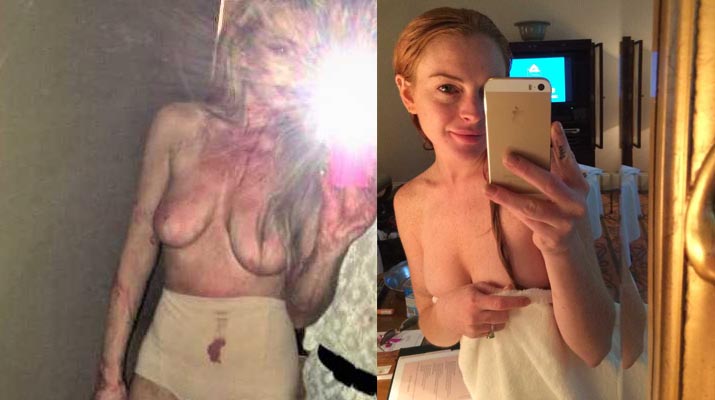 Lindsay Lohan mostrando sus tetas en fotos filtradas